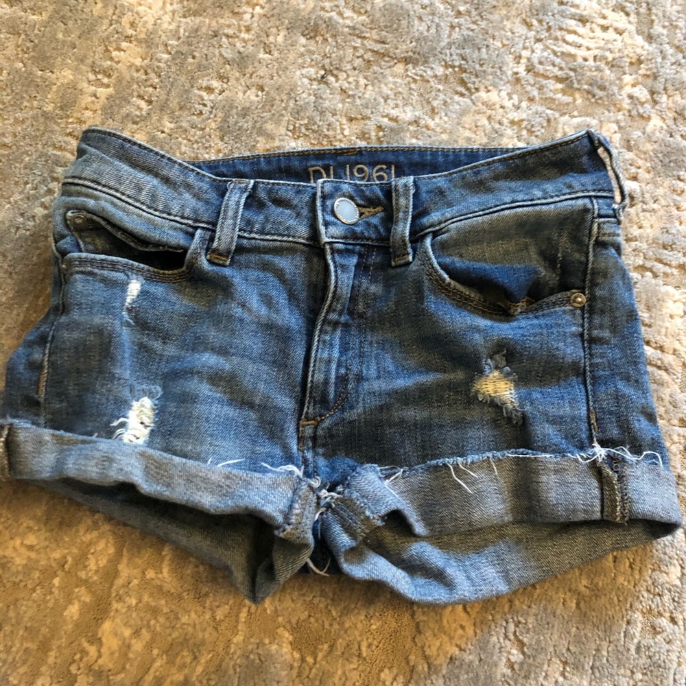 Ripped jean shorts